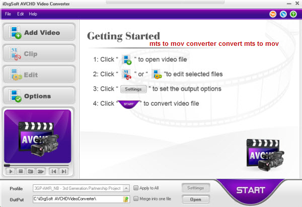 Convert mts to mov files with mts mov converter